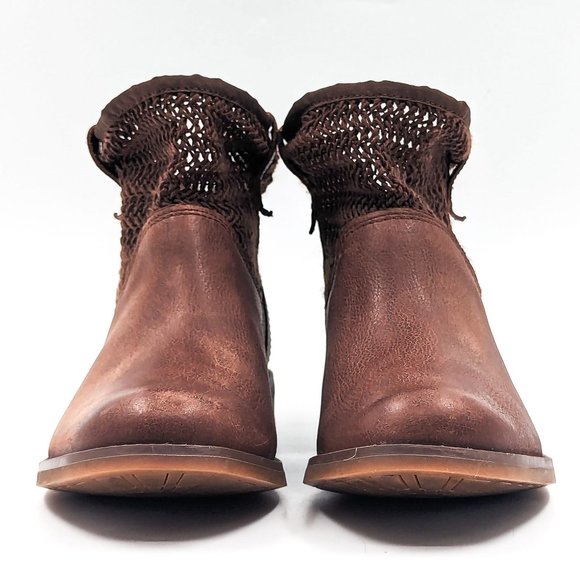 Timberland Women Savin Hill lasercut Weave Brown Leather Slip-on Boots size 7.5 - Picture 2 of 12